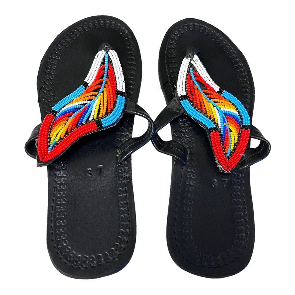 Exquisite Maasai Beaded Sandals Size 37
